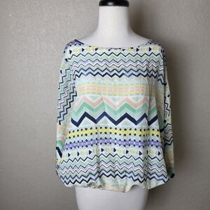 Missoni Zigzag Chevron Silk Blouse Blouson Style Top Size L